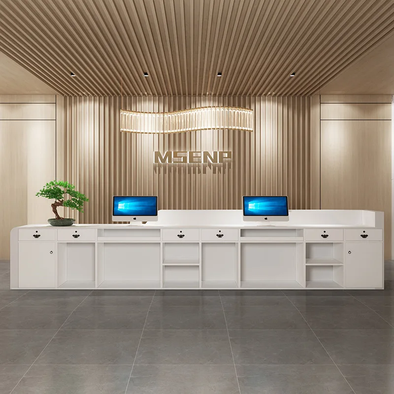 Meja Kasir Modern Kelas Atas Bergaya Cina untuk Lobi Hotel, Meja Resepsionis, Furnitur Cajero JT40C