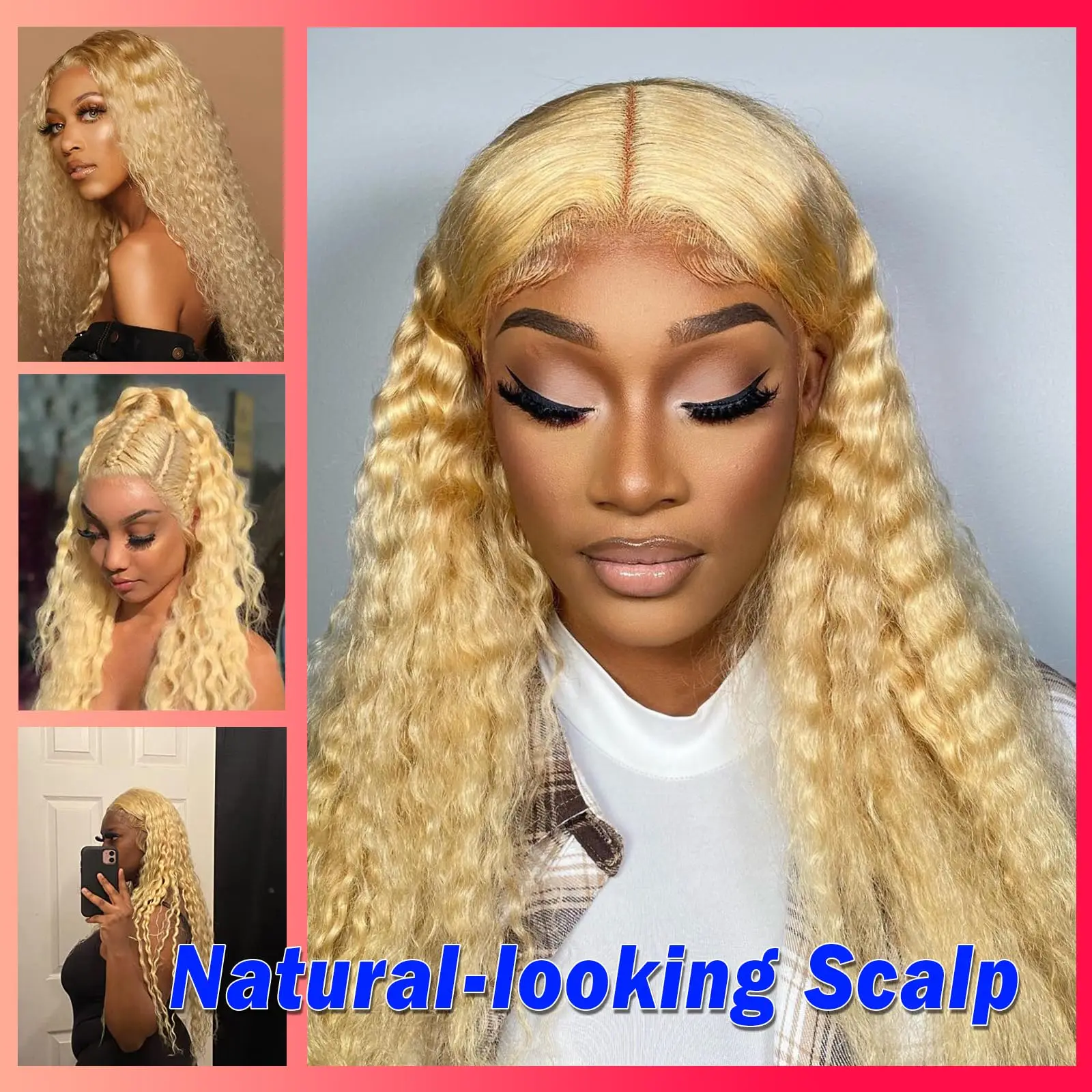 613 Honey Blonde Curly Long Deep Wave Lace Frontal Wigs Human Hair 13x4 13X6 Deep Curly Human Hair For Brazilian Wonen 210%