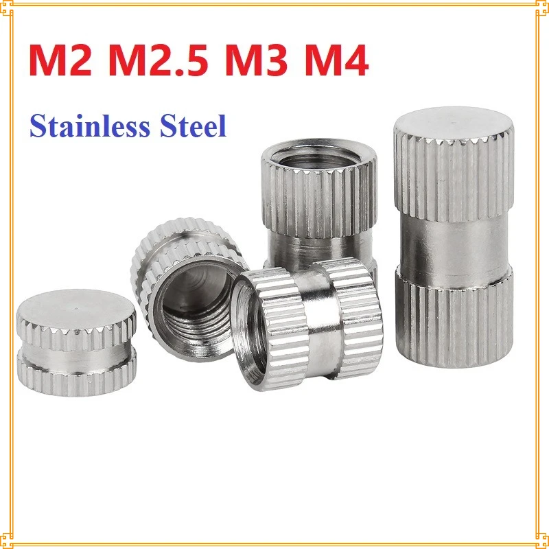 M2 M2.5 M3 M4 Stainless Steel Heat Insert Nut Knurled Hot Melt Molding Injection Embed Nut