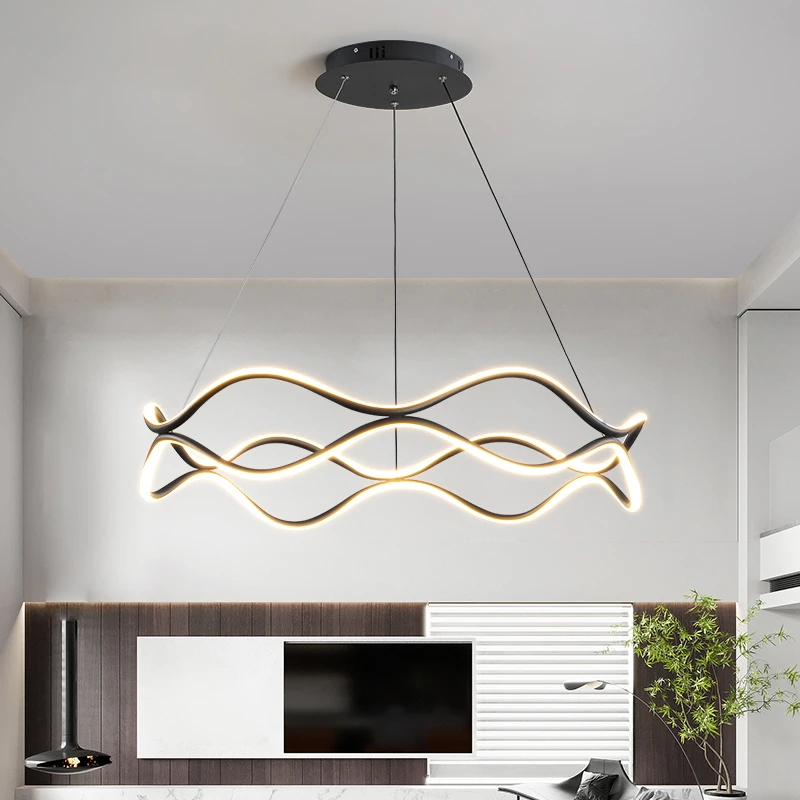 

Modern LED Pendant Lights For Island Table Dining Room Kitchen Lights Home Decoration Indoor Lighting Wavy Design Hanging Lamps