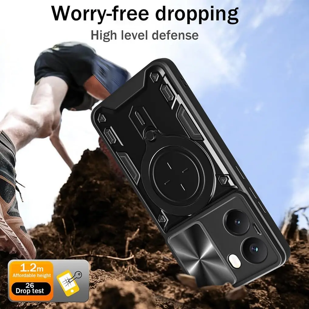 غطاء حماية لهاتف Xiaomi Poco X7 Pro 5G مع حامل حلقي وحامل عدسة حماية Fundas Coque Capa