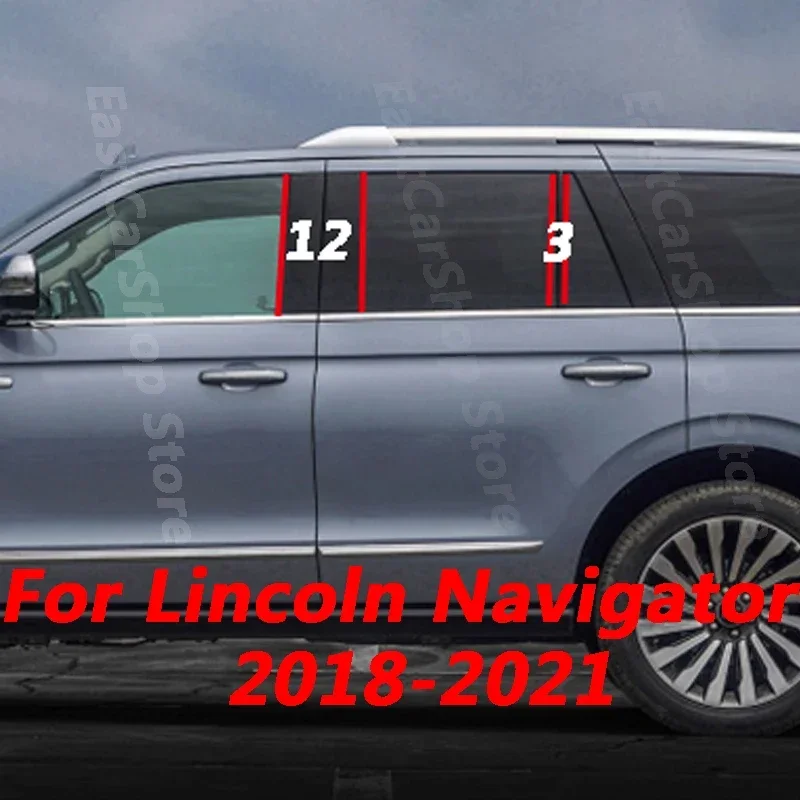 Para Lincoln Navigator 2018 2019 2020 2021, Adhesivo para el Pilar Central B C de la Ventana Central, Negro Brillante, Tira Decorativa para el Marco Central
