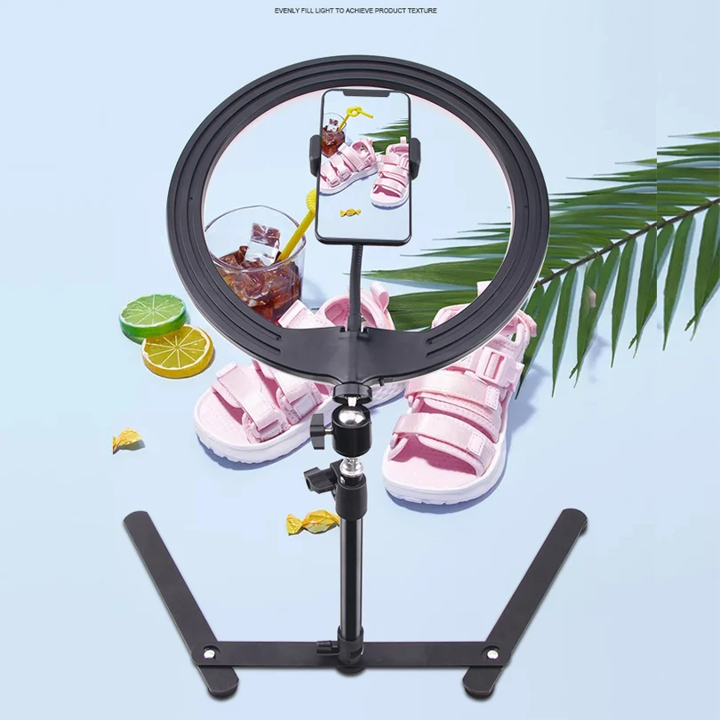 Aro de Luz LED para Selfies de 26CM con Trípode, Lámpara Anular LED para Fotografía, Grabación de Video y Transmisión en Vivo