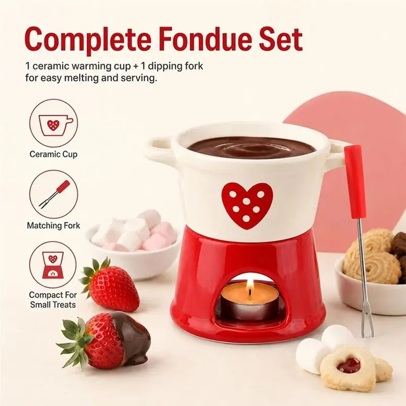 ABGH- Coffee Warmer Mug For Home For Cheese Butter For Sweet Fondue Cup Dipping Tool DIY Chocolate Making