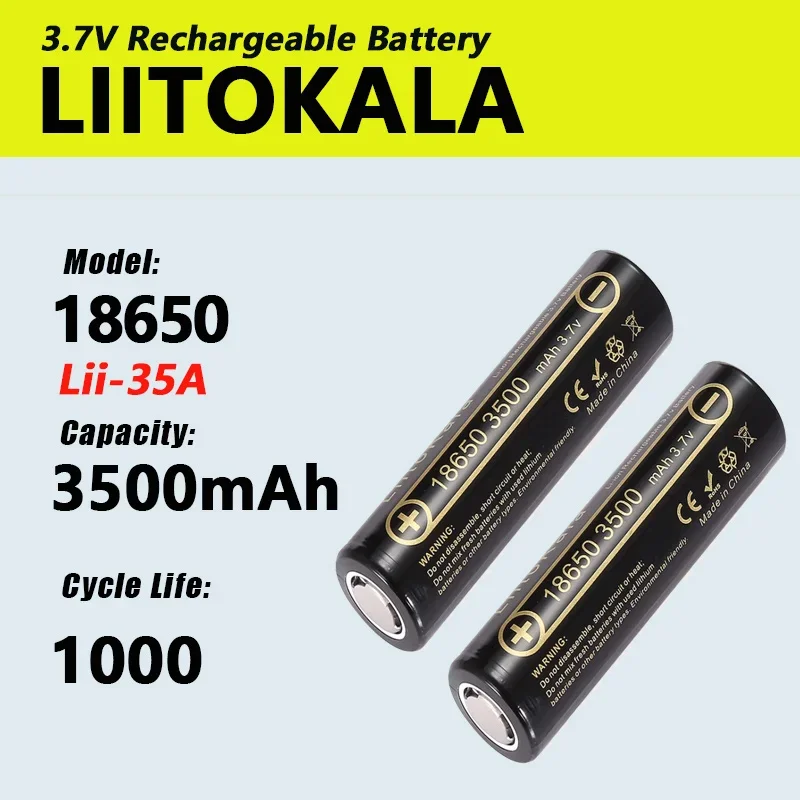 1-40 pces liitokala Lii-35A 18650 3500mah 3.7v li-ion bateria recarregável 10a bateria de lítio alto dreno para flashinglight vaping