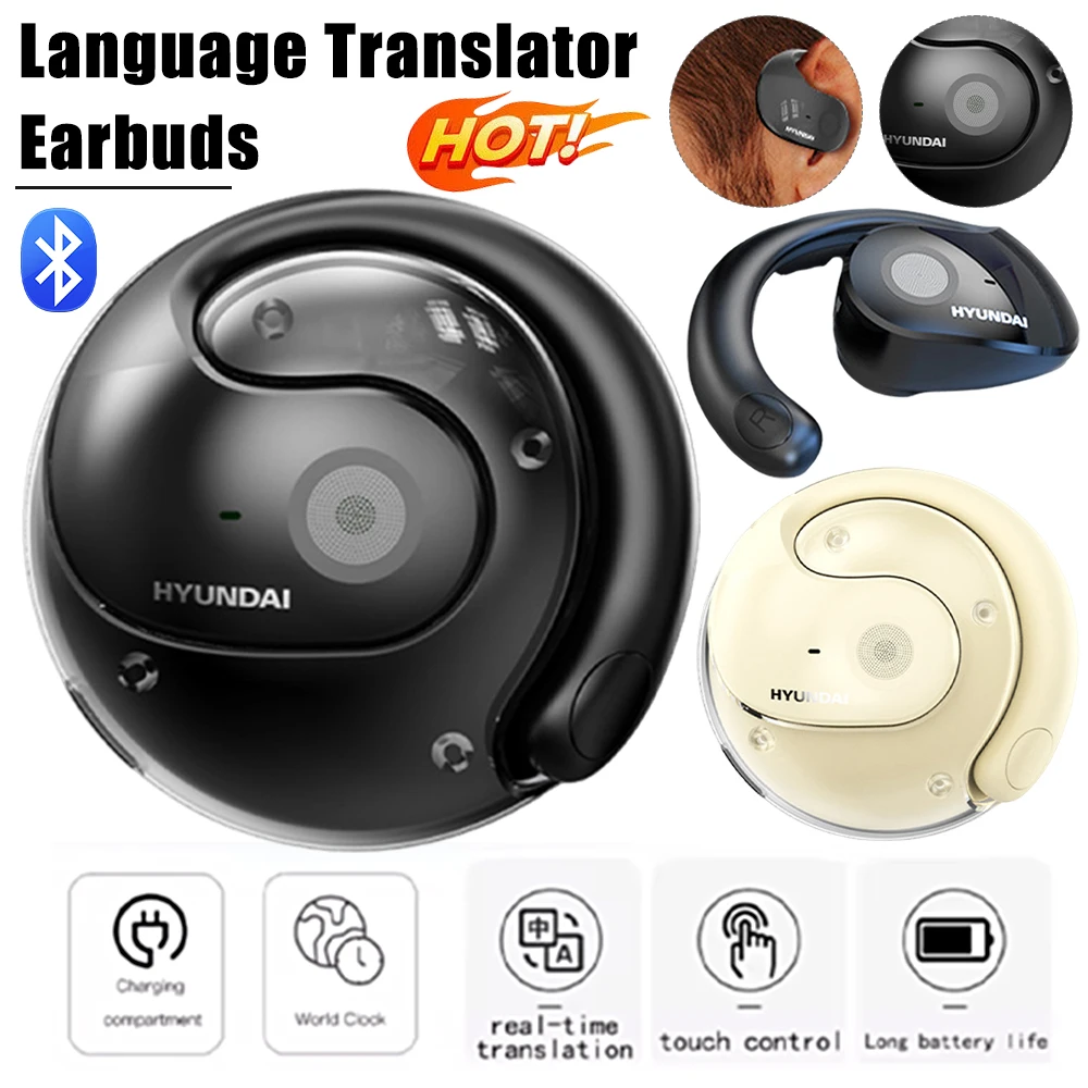 HY-T26Pro Real-Time Language Translator Headphones Bluetooth 5.4/5.0 Simultaneous Interpretation Earphone OWS Open Ear Earbuds