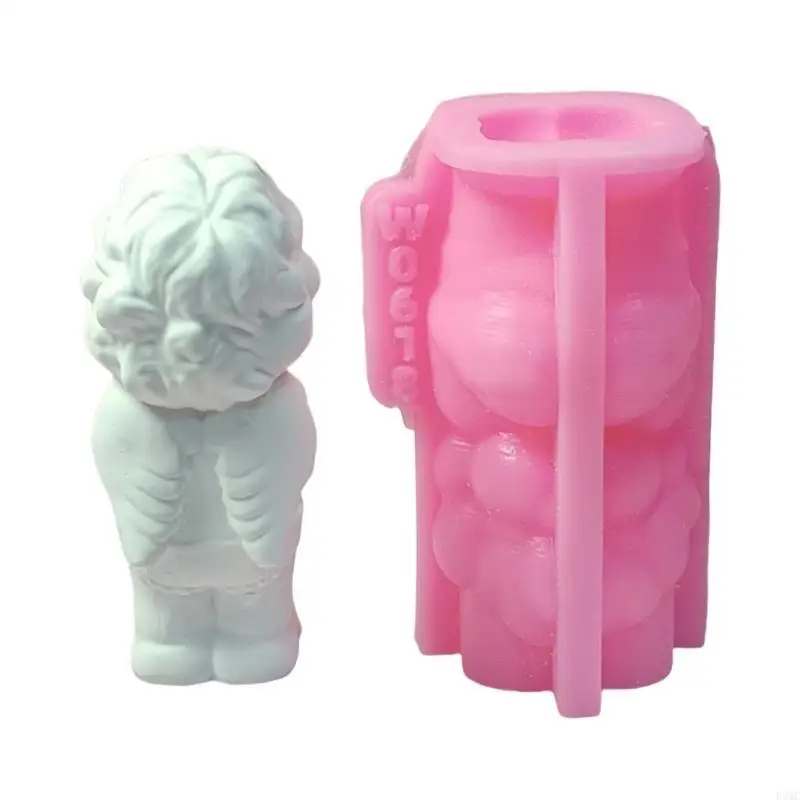 

R3MC Heart Holding Angel Figurine Ornament Mold Flexible Silicone Mold Home Decoration Gypsum Mould Jewelry Making Tool