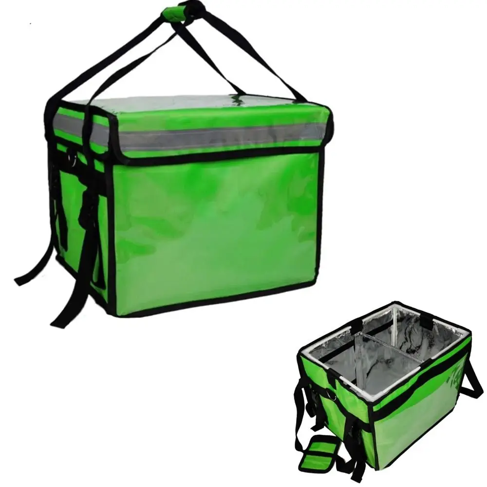 

32/48L Waterproof Motorcycle Meal Delivery Bag Base Plate Bracket Insulated Bag Large Capacity Green Takeaway Box Car