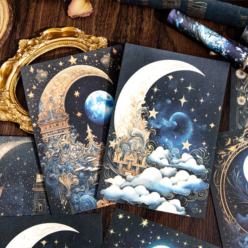 1Style 150Sheets/bag Moon Theme Material Book DIY Handbook Scrapbook Photo Frame Journal Material Decorative Background Paper