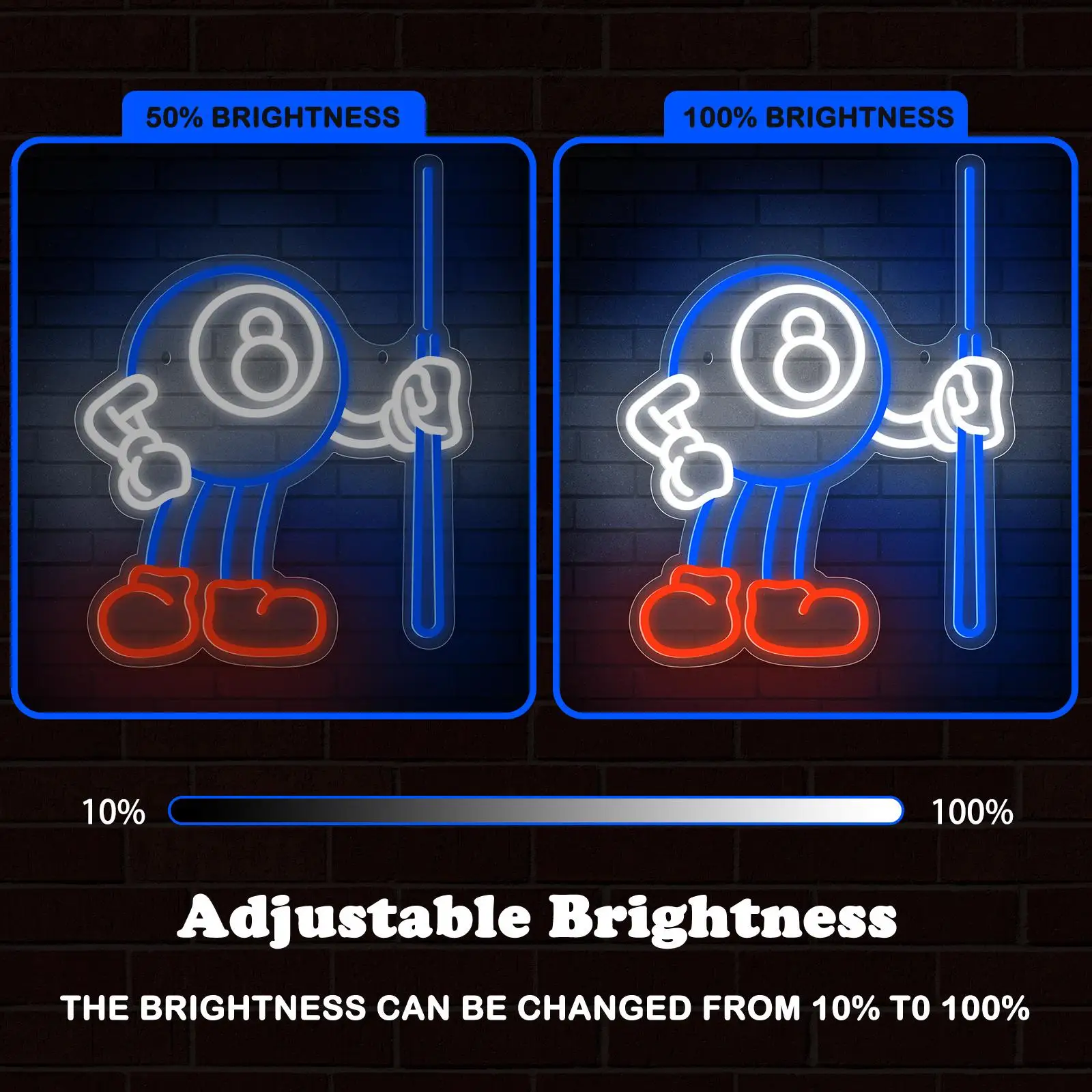 USB لطيف البلياردو ديكور الجدار مصباح عكس الضوء ضوء النيون تسجيل ل البلياردو نادي بار ملهى ليلي ديكور هدية لعشاق البلياردو #4