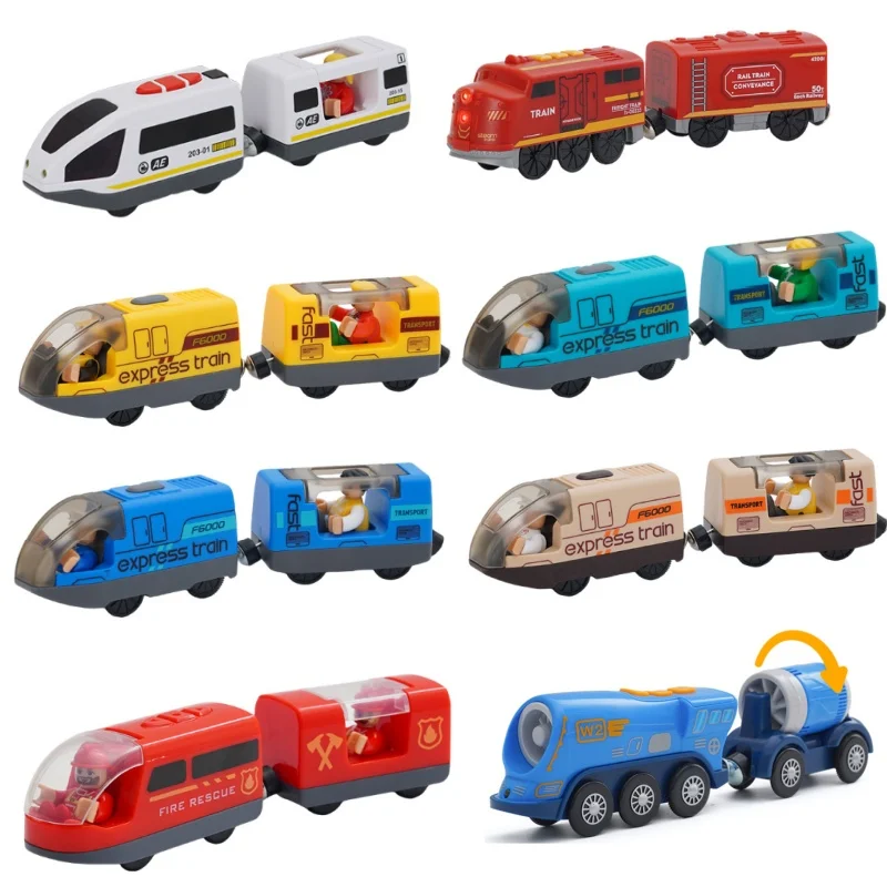 Op batterijen werkende locomotief Elektrische treinset Diecast magnetische locomotief Slot Speelgoed Geschikt voor houten spoor Speelgoed Houten trein