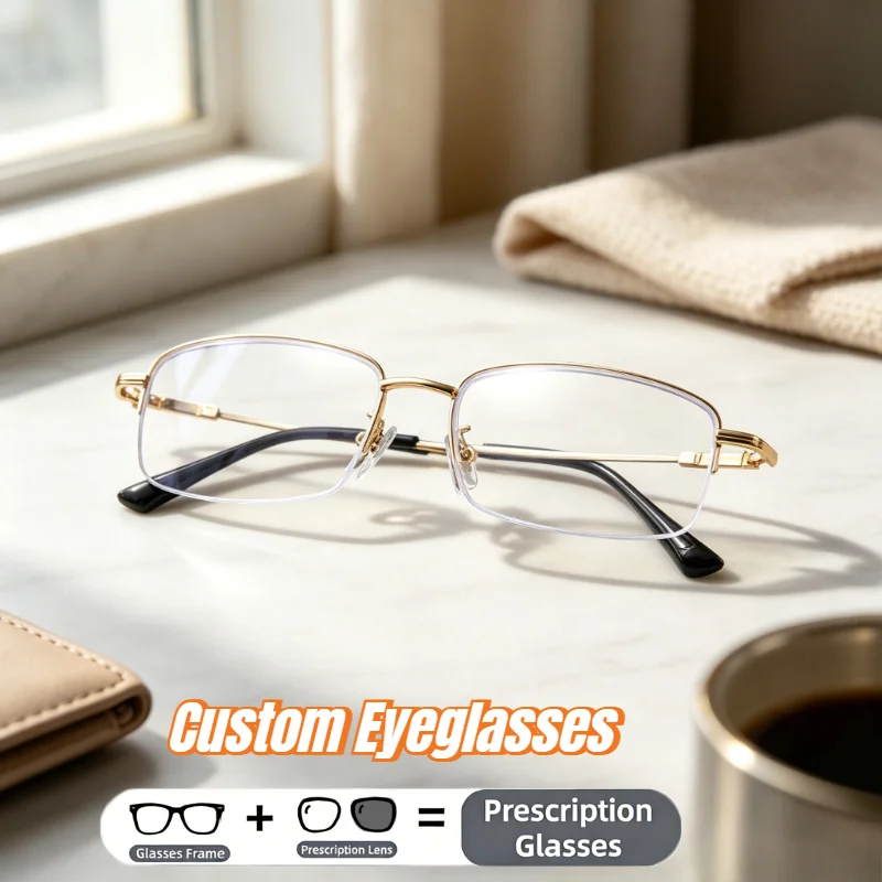 custom-prescription-eyeglasses-men-business-semi-rim-gold-metal-frame-anti-blue-light-optical-spectacles-customized-glasses