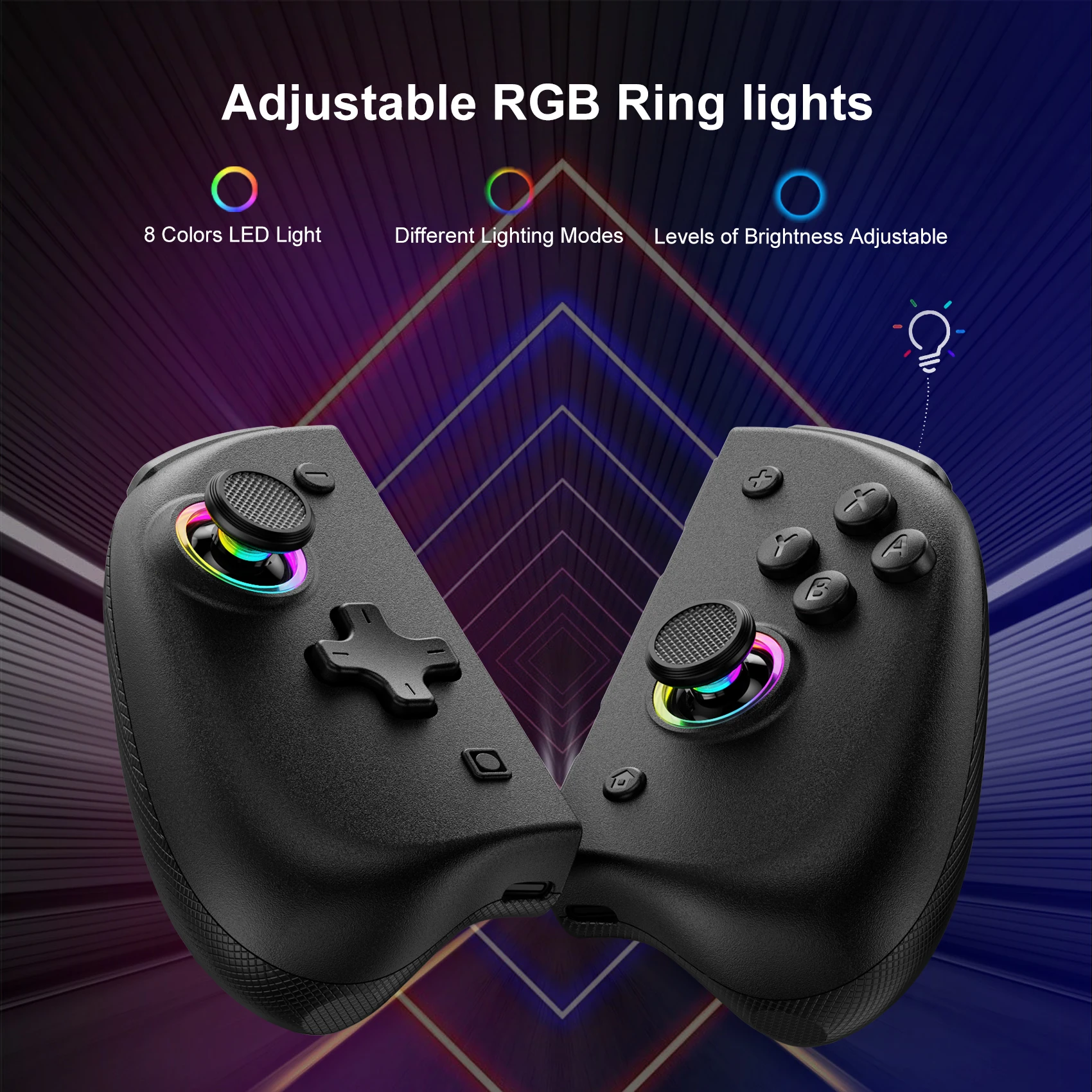 

LinYuvo Wireless Bluetooth RGB Controller for Nintendo Switch / OLED/ Lite/PC/Mobile Gamepad Multi-Function Joystick