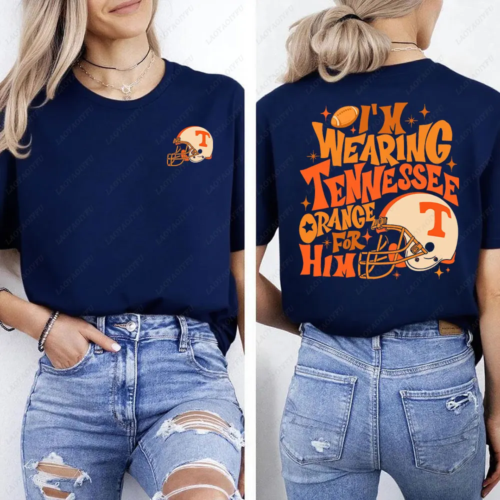 أنا أرتدي تينيسي برتقالي له قميص تينيسي برتقالي قميص فريق كرة القدم قميص لعبة يوم المرأة تي شيرت الصيف الشارع الشهير #6