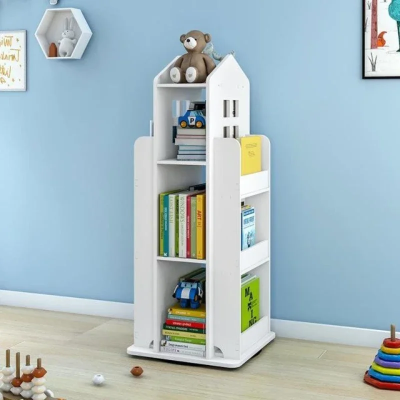 Rotating Bookshelf Bookcase Space-saving Children's Floor Picture Book Bookshelf