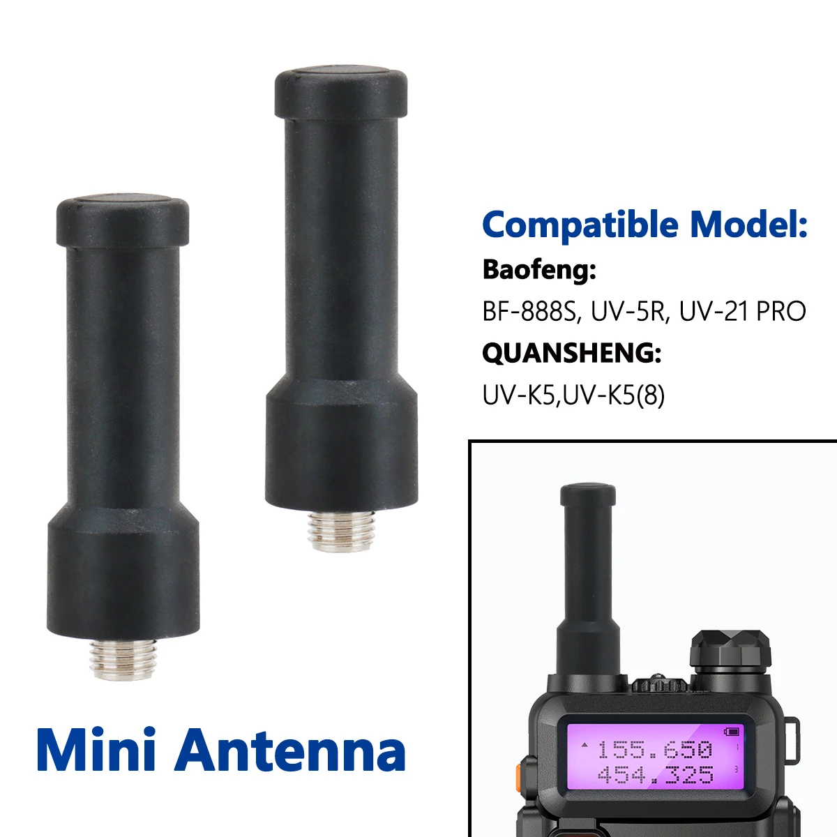 

2PCS Walkie Talkie Antenna 400-470mhz SMA-Female Mini Ultra Antenna For Baofeng BF-888S UV-5R UV-21 PRO V2 Quansheng UV-K5 8