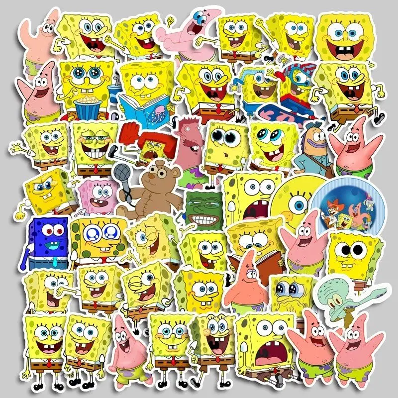 50PCS Cartoon Cute SpongeBob SquarePants Stickers Decoration Mobile Phone Case Water Cup Luggage Guitar Stickers Wholesale