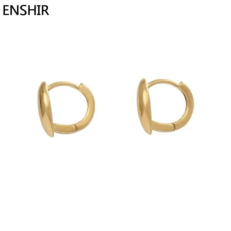 ENSHIR Geometric Spindle Shaped Small Hoop Earrings for Women Light Luxury Design Simple Jewelry Wholesale