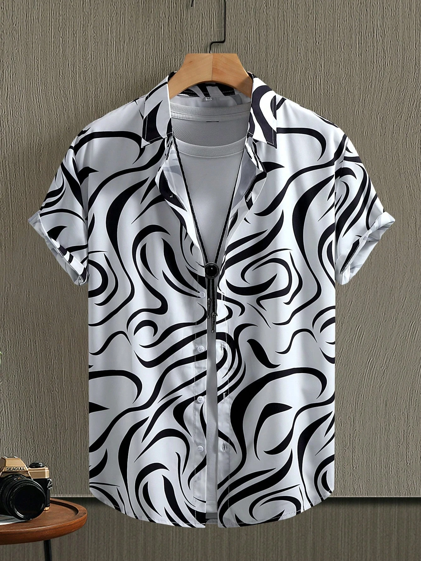 2025, heren overhemd met knopen, casual overhemd met strepenprint, kleding, groot formaat, losvallend overhemd met enkele rij knopen, vakantie strandoverhemden