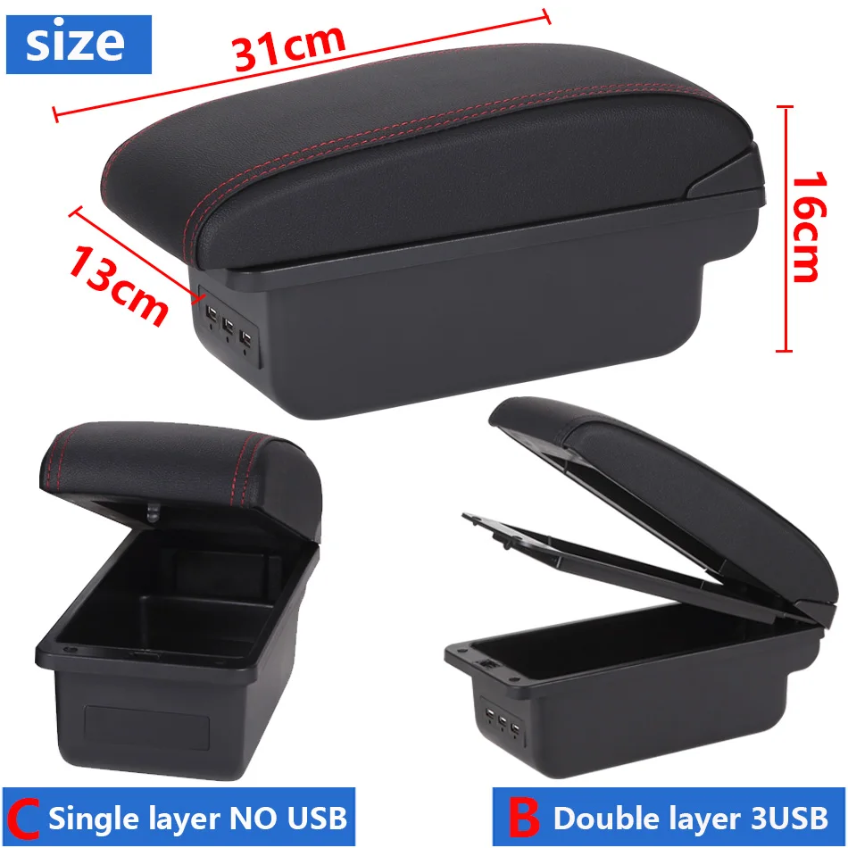 For Volkswagen POLO Armrest new For VW POLO Mk5 6R Vento Car Armrest box Interior Parts Storage Box Car Accessories 2012-2018USB