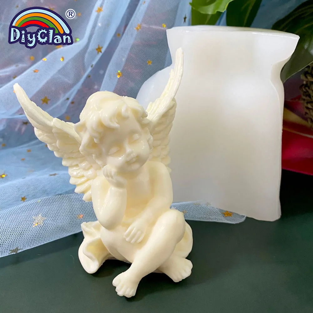 3D Angel Silicone Candle Mold Sleeping Angel Styles DIY Making Ornaments Soap Aromatherapy Gypsum Epoxy Resin Mould Baking Tools