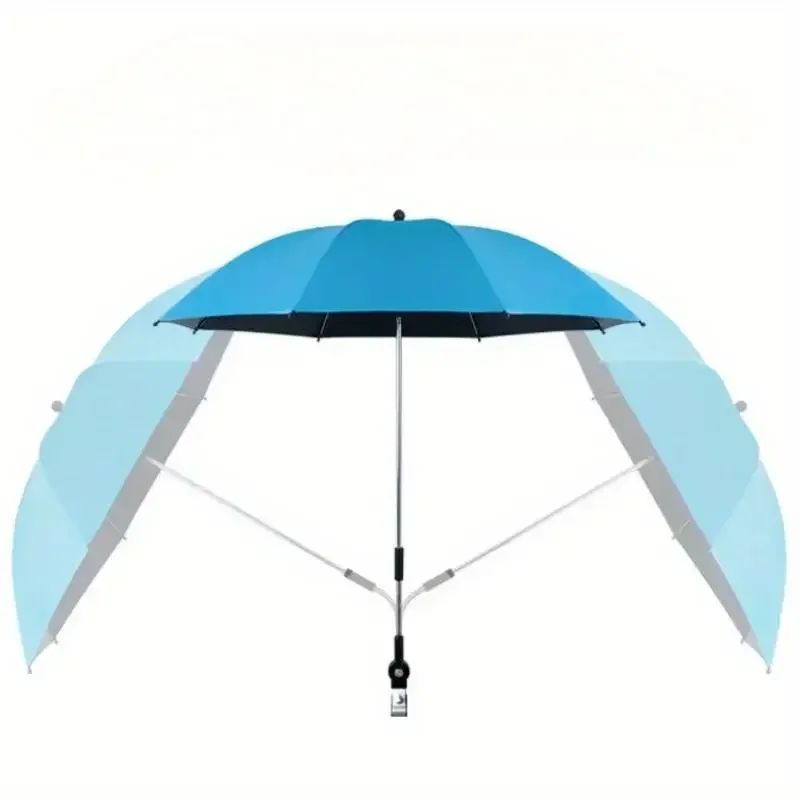 1Pc Beach Umbrella with Universal Clamp,UPF 50+ 360°Adjustable Beach Shade Umbrella,Portable Outdoor Umbrella