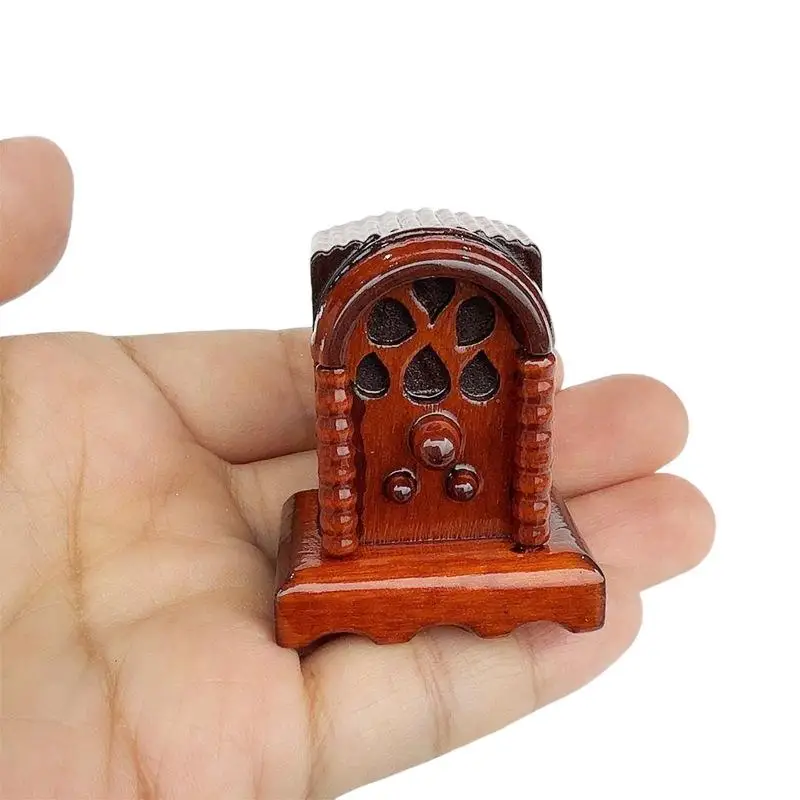 1/12 casa de muñecas Vintage simulación Radio de madera modelo casa de muñecas muebles en miniatura decoración casa de muñecas accesorios de decoración del hogar