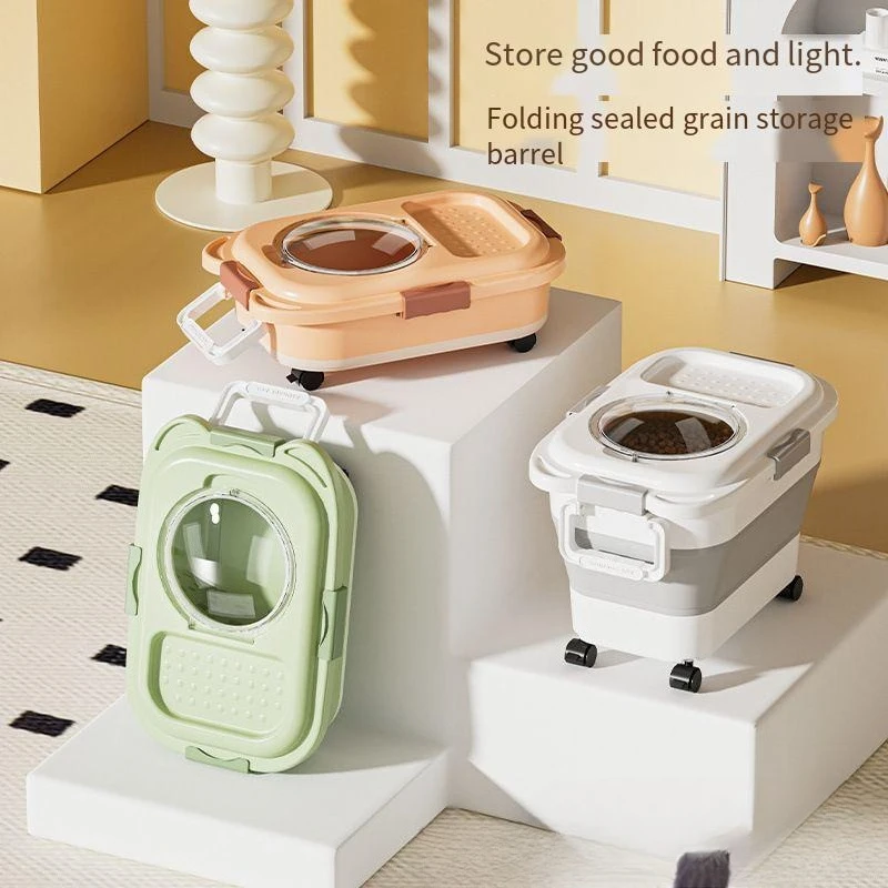 

Collapsible Cat Dog Food Storage Container Dry Cat Food Box With Lids Airtight Sealing Kitchen Grain Rice Storage Boxes