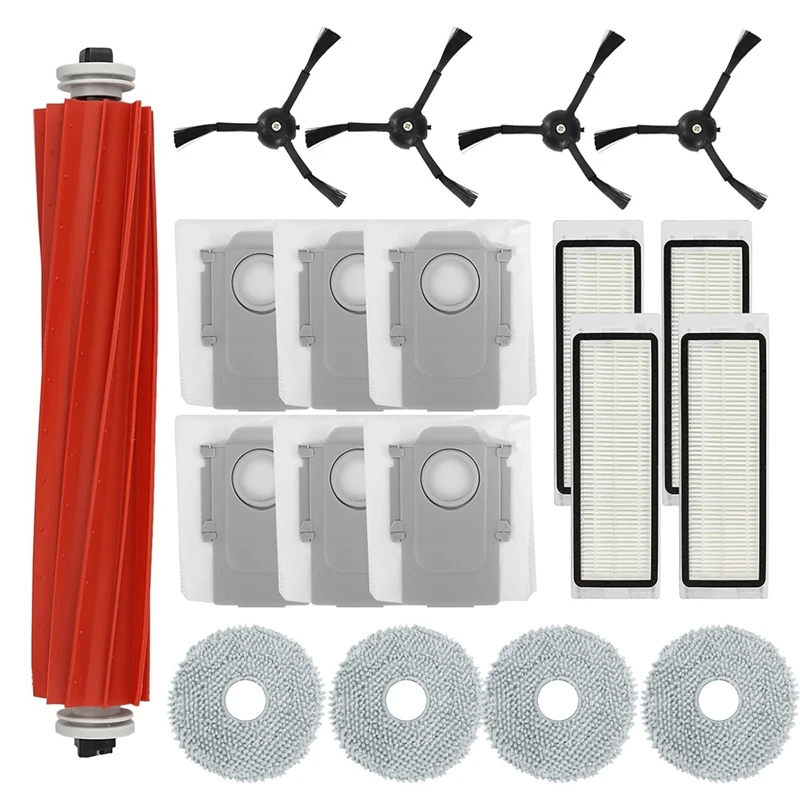 AC39-Accessories Kit For Roborock Q Revo Robot Vacuum Cleaner Main Brush, Side Brush, Washable Filter, Mop Cloths, Dust Bag