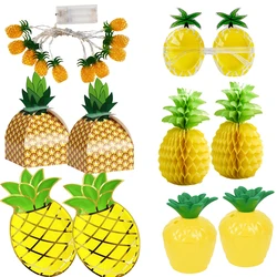 1Set Pineapple Paper Plates Cake Toppers Straws Candy Boxes for Kids Birhtday Party Decor SummerPineapple Birthday Party Supply