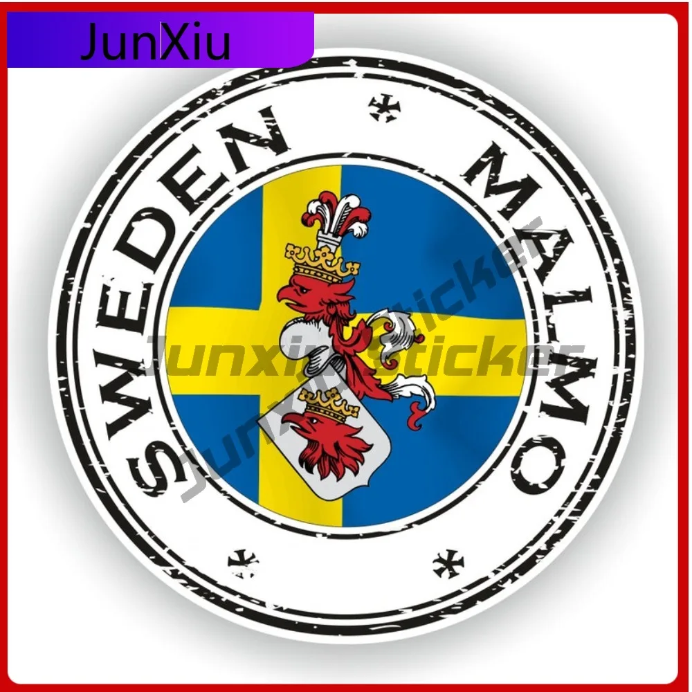 

Sweden Malmo Country Emblem Flag Design Creative Funny Vinyl Car Stickers Decals Exterior Waterproof Anti Scratch for Car Trunk