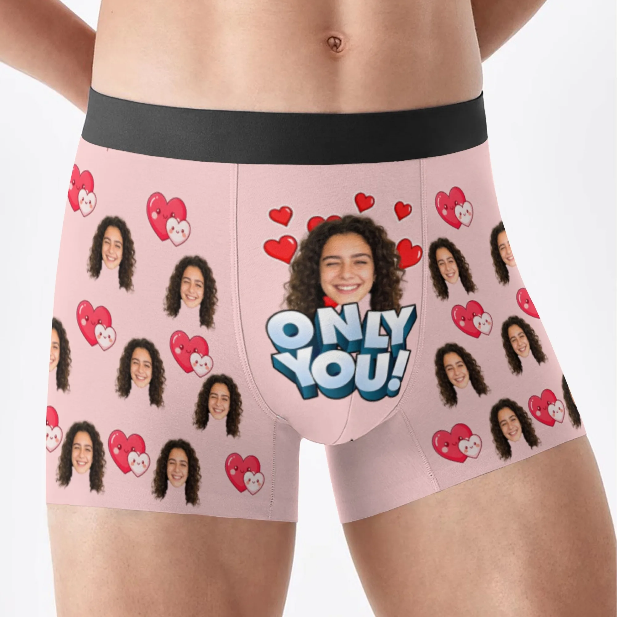 Personalized Face Photo Underwear Custom Heart Boxer Briefs Custom Men Valentine's Day Gift For Husband Anniversary