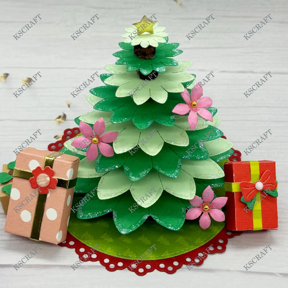 KSCRAFT 3D Christmas Tree Cutting Dies Stencils for DIY Scrapbooking Decorative Embossing DIY Paper Cards