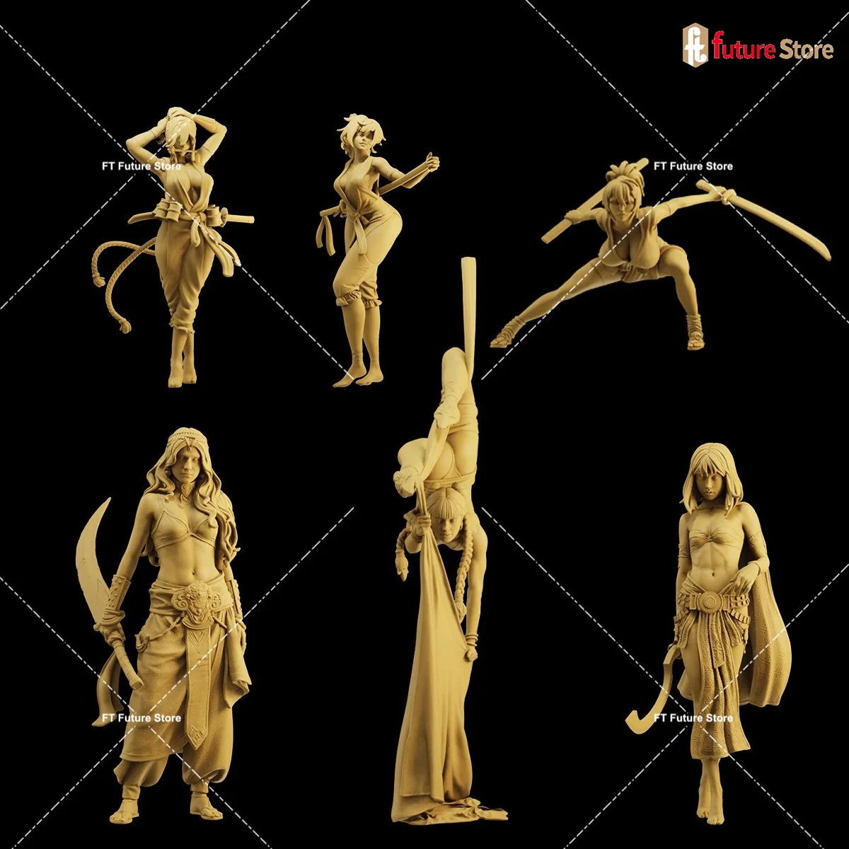 

3D Print Miniature 1/64 1/43 1/35 Female Assassin Ninja Roles Figure Model Scene Mini Dolls Figurine Props Crafts Decor