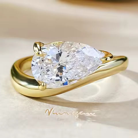 Vinregem 7*11 MM 2 CT Pear Cut Lab Created Sapphire Gems Engagement Ring For Women 925 Sterling Silver Fine Jewelry Wholesale