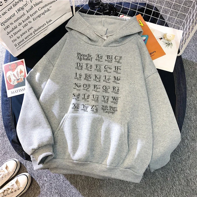 All the Alphabet hoodies women gothic anime sweater female long sleeve top Pullover