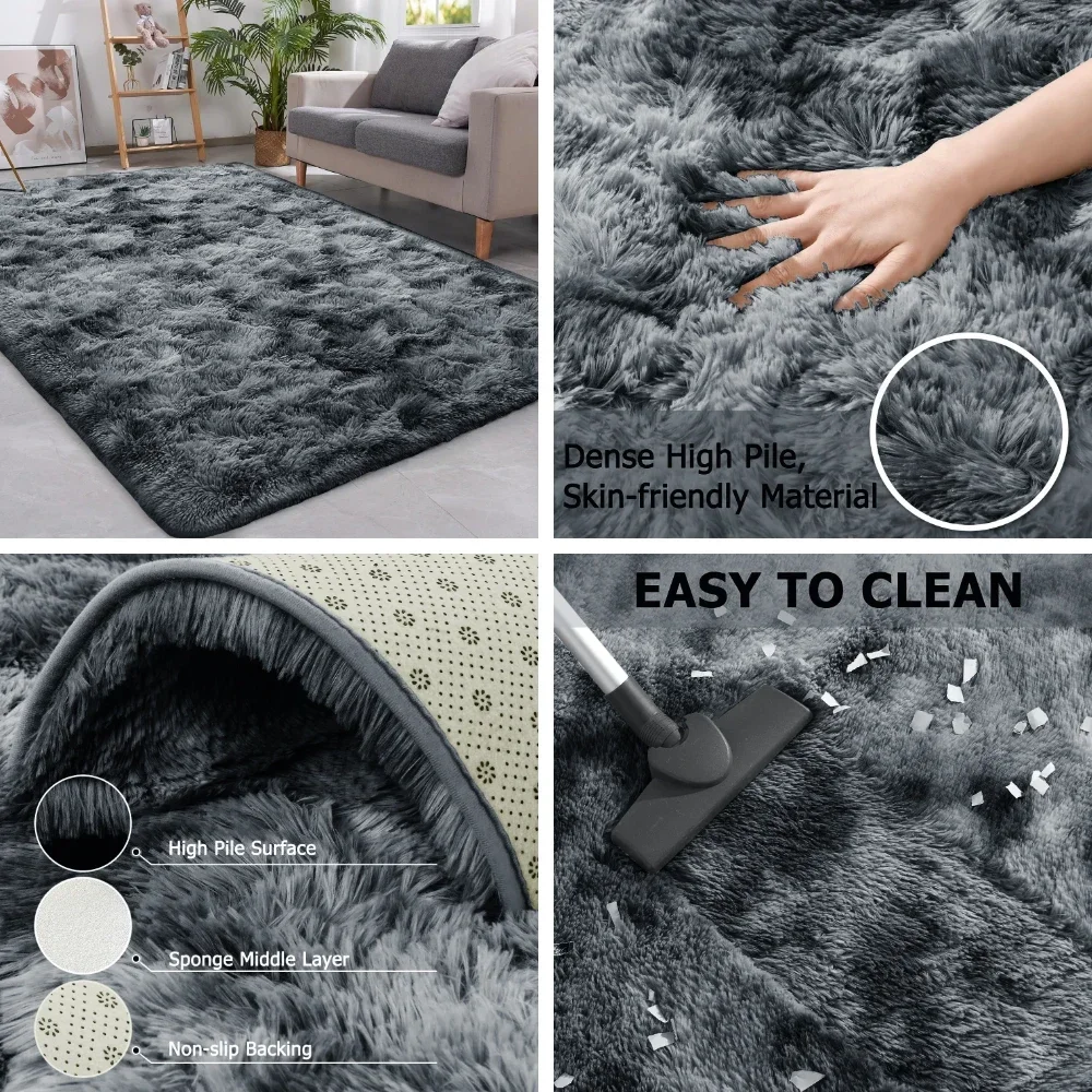 Fluffy Bedroom Large Rug Carpet Feet Shaggy Rugs for Bedroom Kids Room Plush Nursery Rug Living Room Area Rugs Room Decor