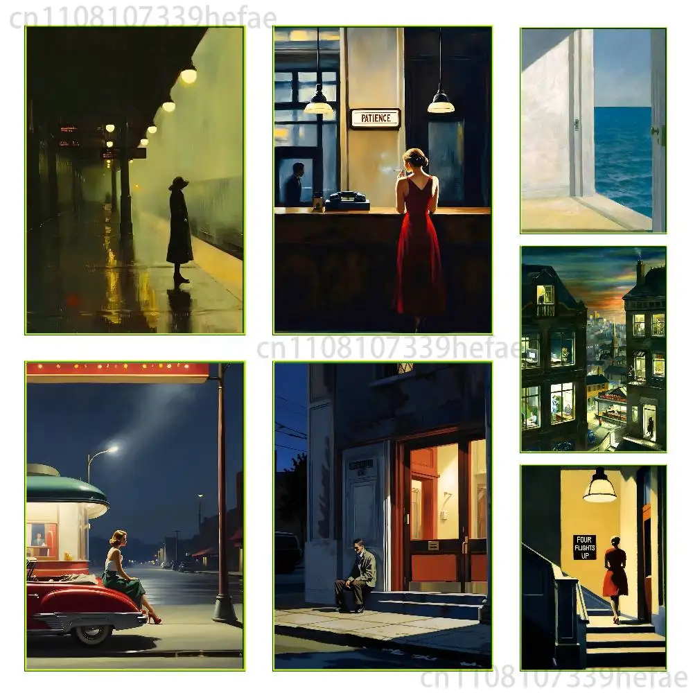 E-edward H-hopper Art Poster High Quality Wall Art for Home Office Bedroom Living Room Hallway Bar Perfect Gift
