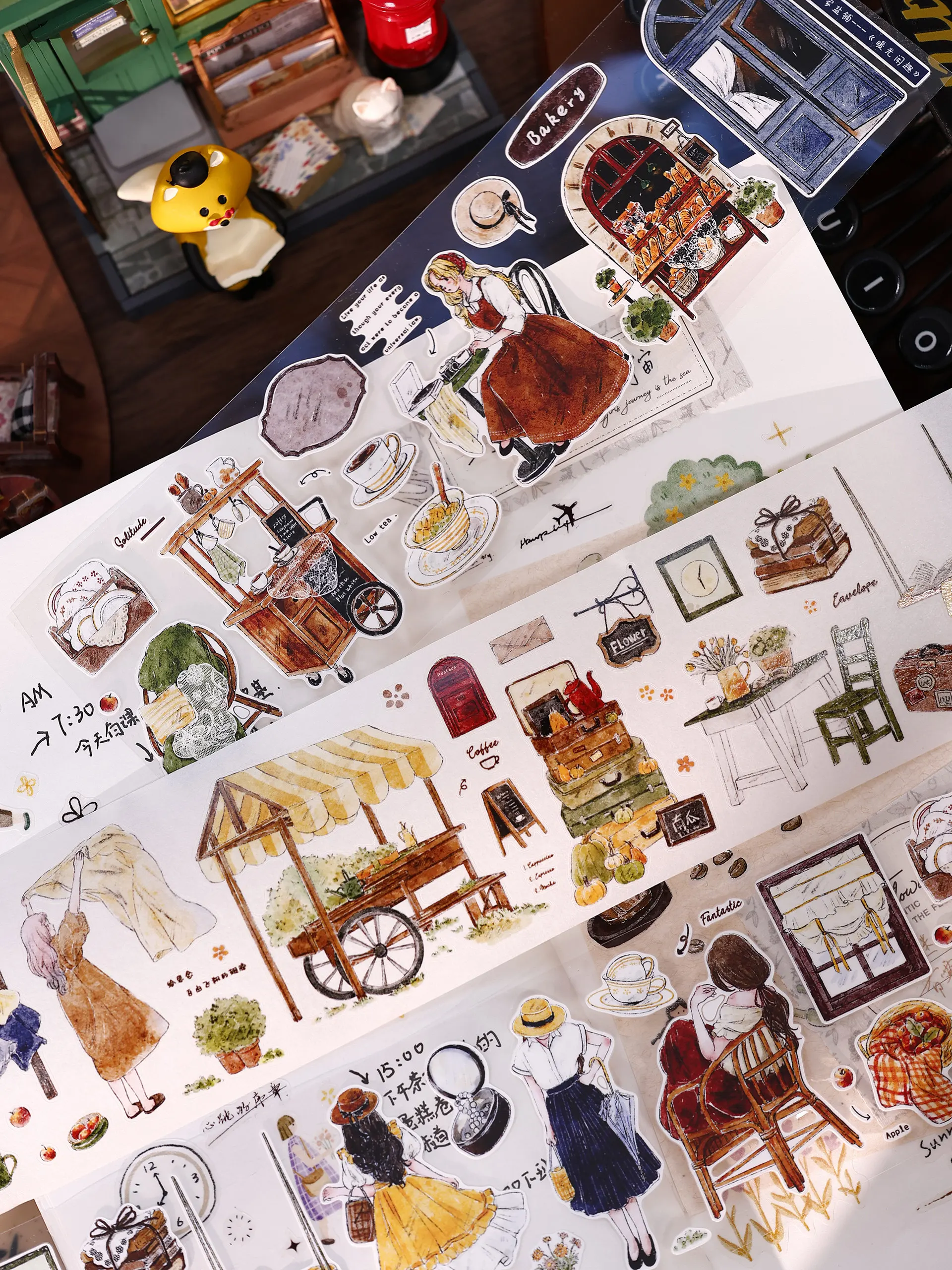

XiaoBaiJia Studio Vintage Warm Relaxing Time Washi Paper Tape Planner DIY Card Making Scrapbooking Plan Decorative Sticker
