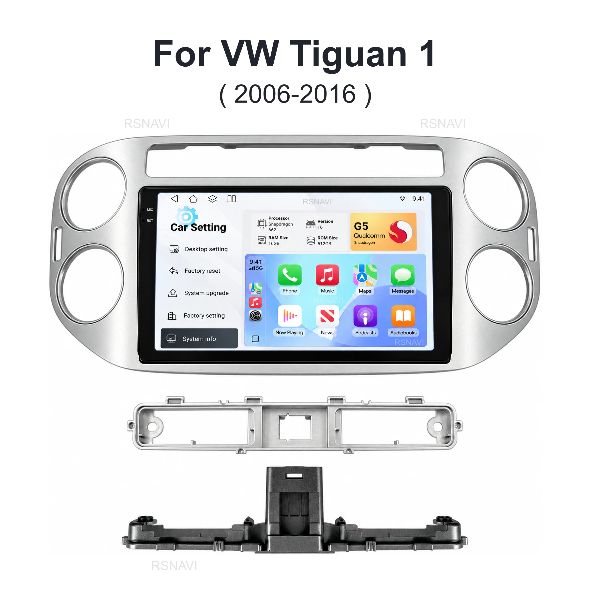 Android 16 Car Radio Multimedia Player For Volkswagen Tiguan 1 NF 2006 - 2016 Auto Carplay Car Stereo DSP wifi+4G Ai voice 2 Din
