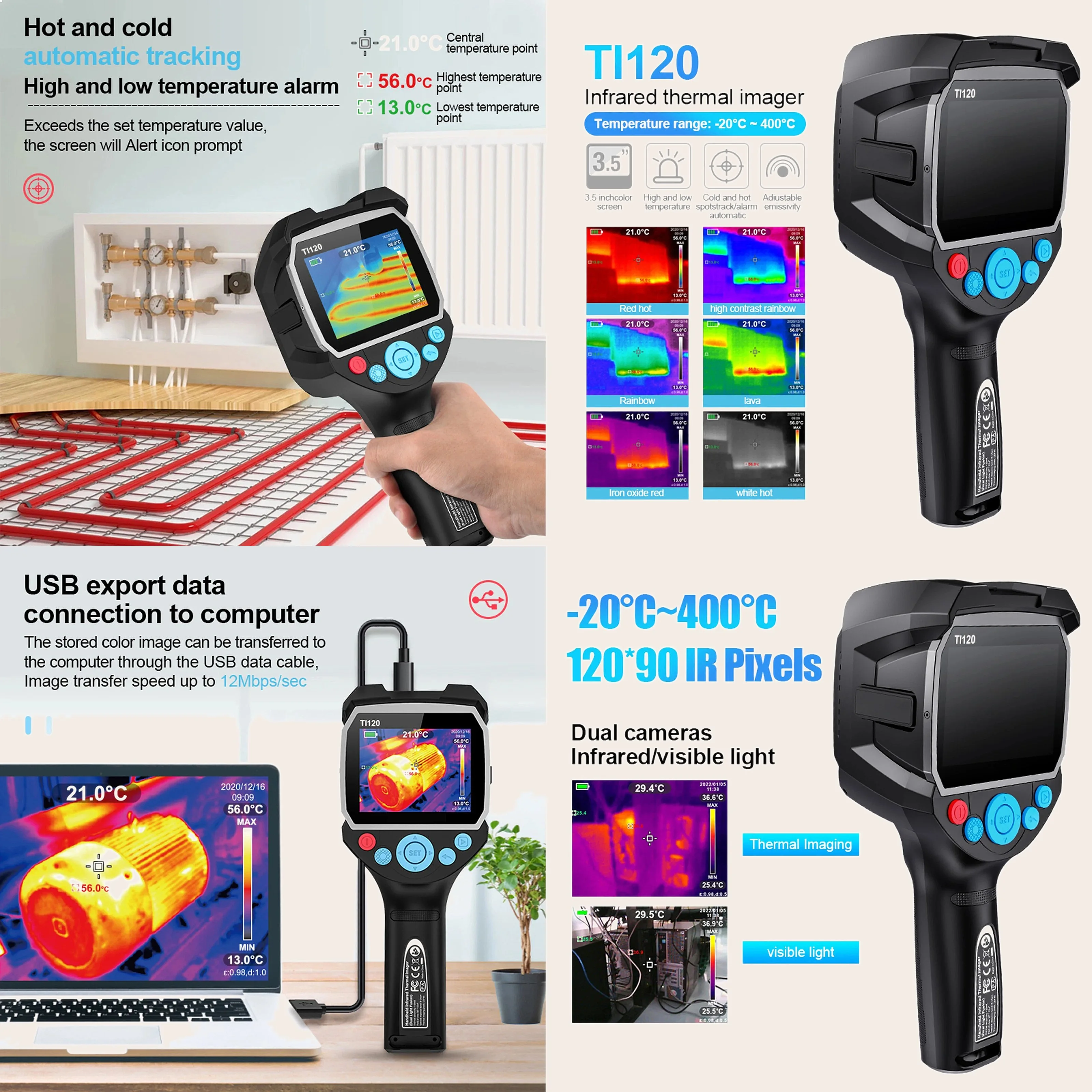 Ti20 Professional Infrared Thermal Imager High Resolution Thermal Camera for Industrial Circuit Testing