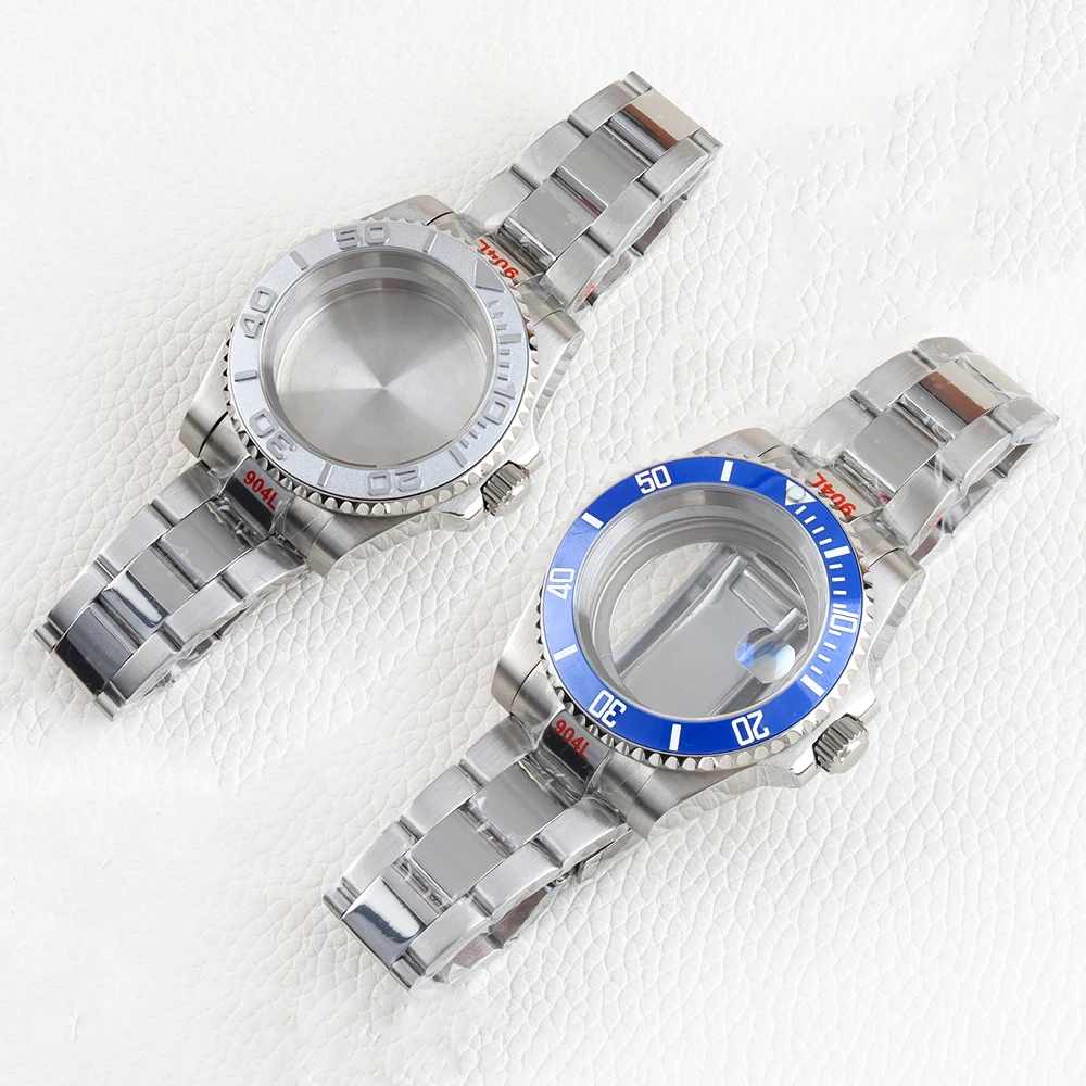 40mm Watch Case 20mm Strap Oyster Polished Bracelet Waterproof for Yachat-Master SUB 28.5mm Dial NH34 NH35 NH36 NH38 Movement