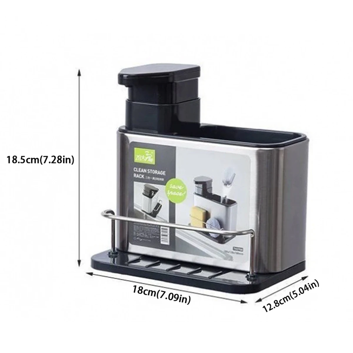 3-in-1 الفولاذ المقاوم للصدأ المطبخ موزع الصابون الإسفنج حامل أدوات المائدة المنظم تخزين بالوعة صينية غير قابل للصدأ تجفيف الرف