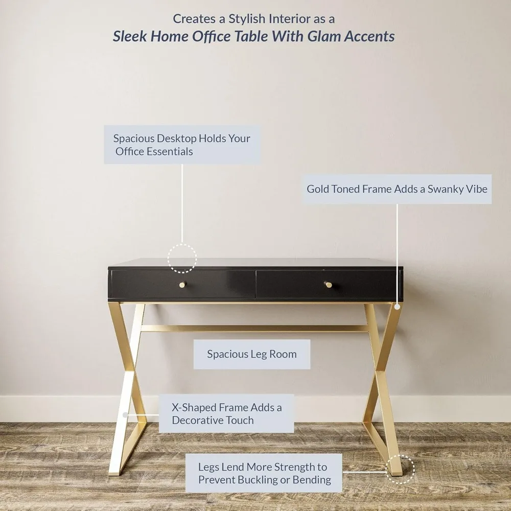 مكتب مكياج معاصر 42 مع أدراج تخزين للاستخدام المنزلي أو المكتب أو الكمبيوتر #6