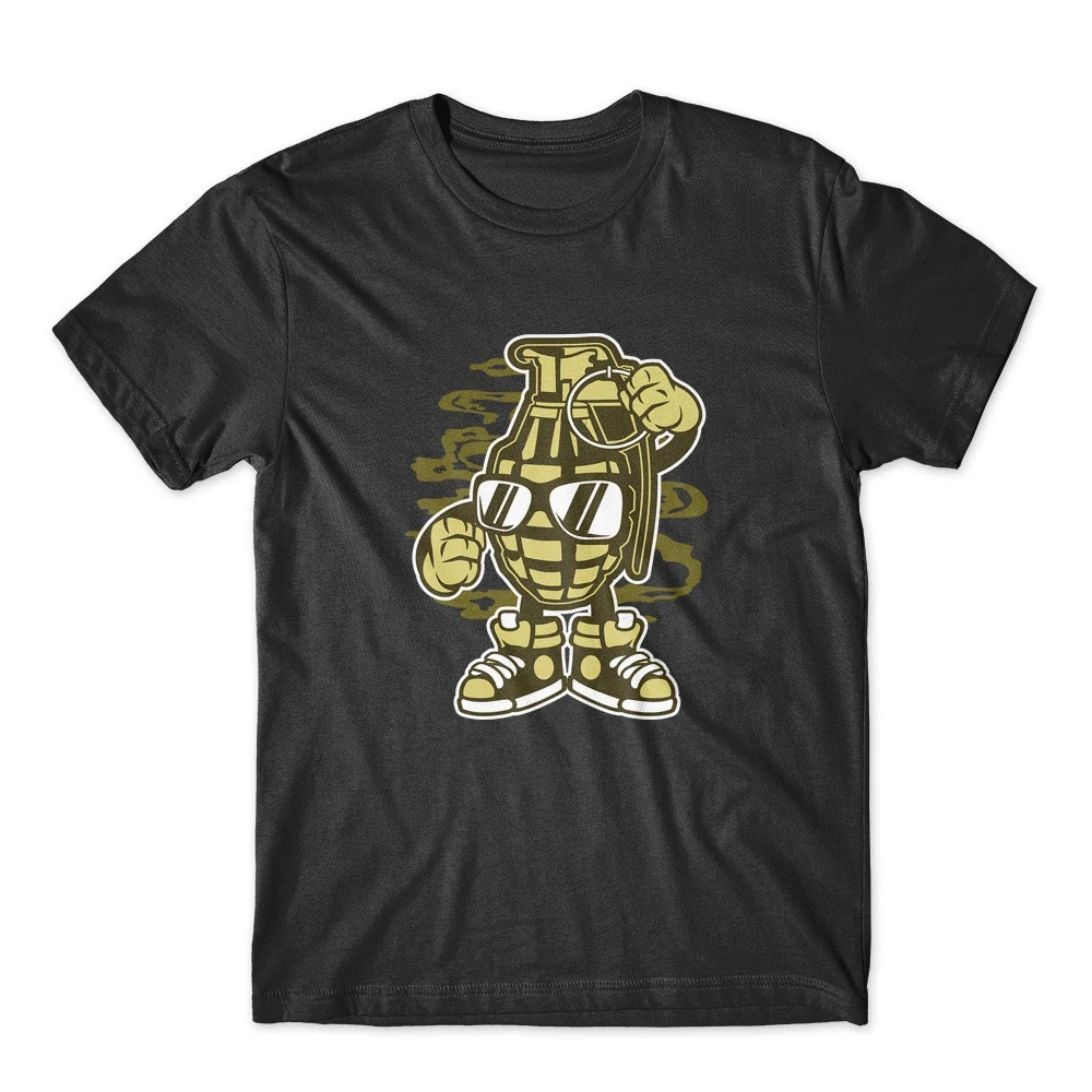 Grenade T-Shirt Cotton Premium Tee New Graphic Short Sleeve Men's T-shirts for Summer Black Casual Crew Neck T Shirt