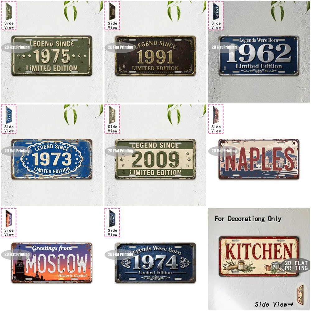 Tin Sign - Vintage Durable Metal Plaque Wall Decor, Home Office Bar Man Cave Kitchen Global City Birth Year Retro License Plat