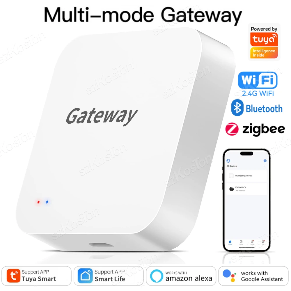 

Tuya Multi-Mode ZigBee Bluetooth Gateway Hub Wireless Smart Home Automation APP Remote Bridge Control Works with Alexa Google