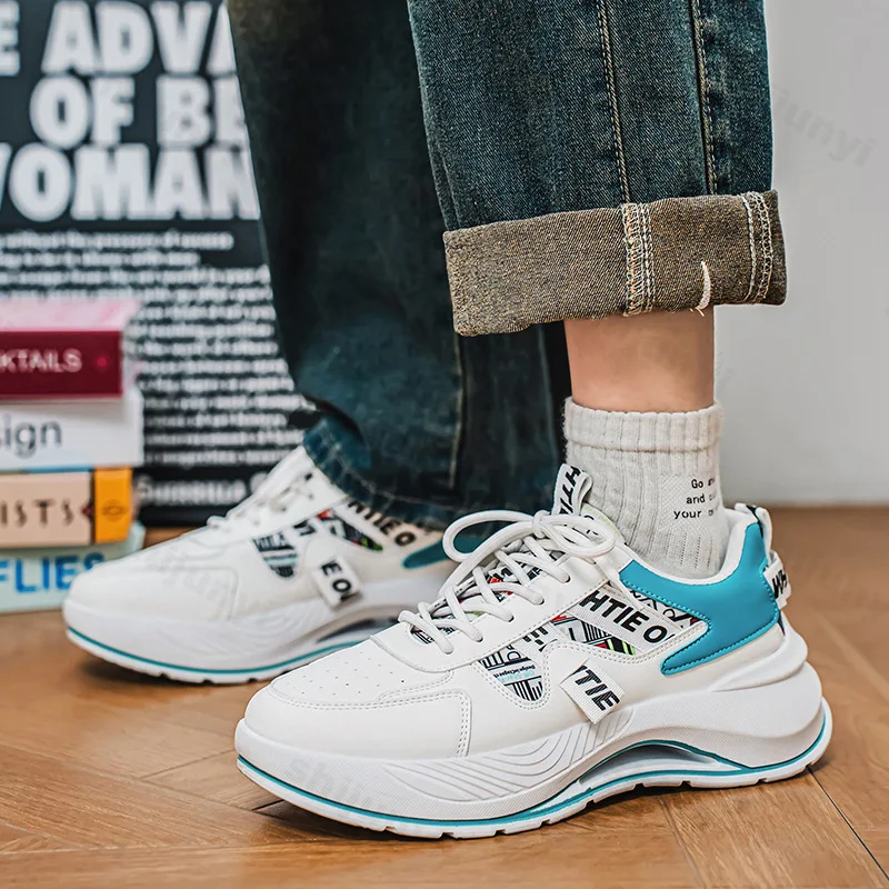 

Spring Men Low Top Thick Soled 2025 New Casual Sport Shoes Breathable Height Increasing Lightweight Comfortable Chunky sneakers