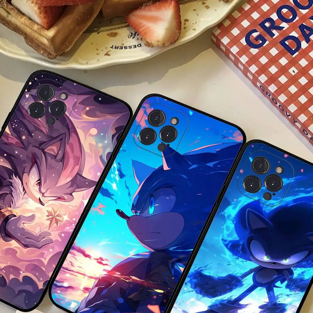 الكلاسيكية الكرتون S-سونيك فيلم جراب هاتف آيفون 16 15 14 11 12 13 Mini Pro XS ماكس غطاء 6 7 8 Plus X Funda Shell