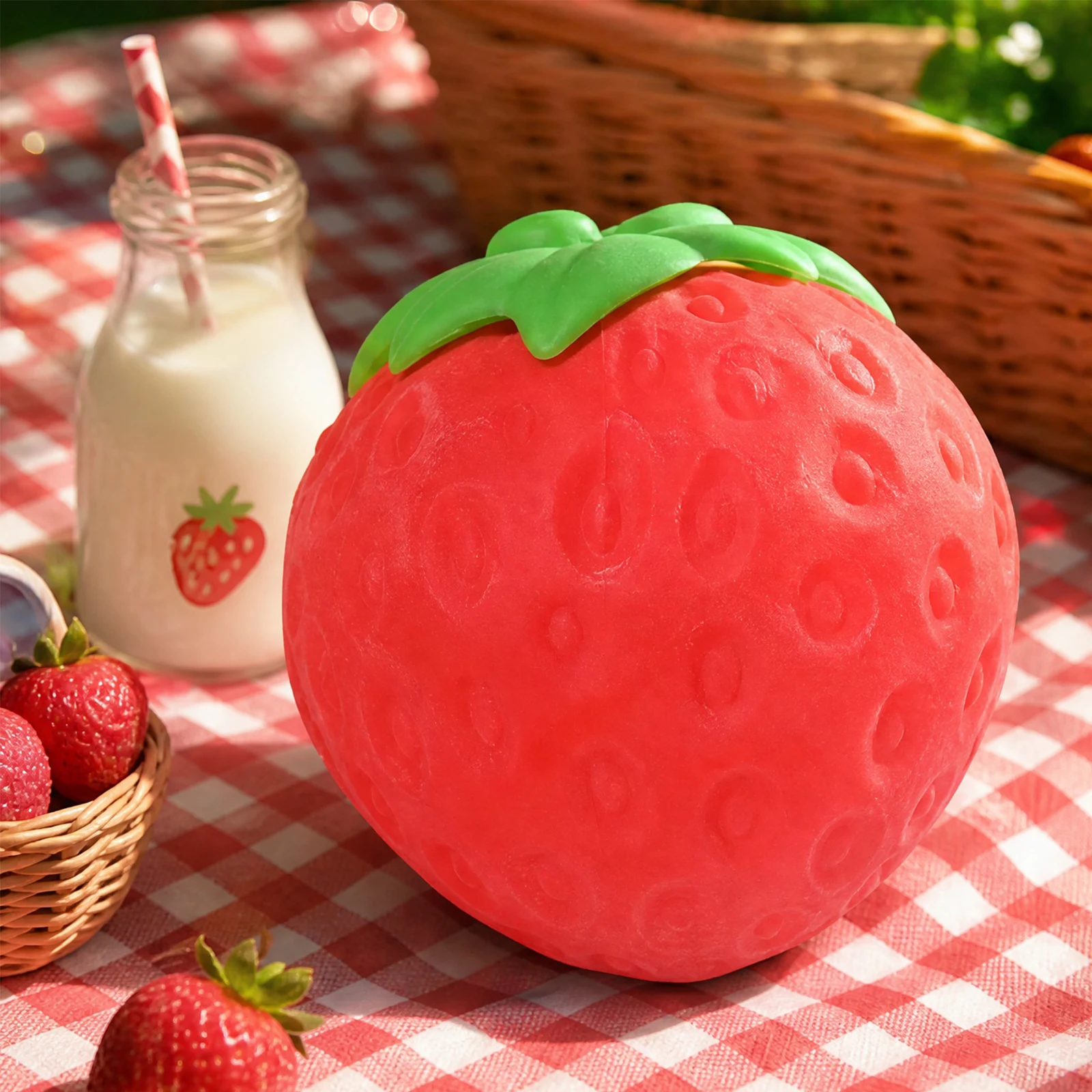 Strawberry Squeeze Toy Fun Squeezable Toy Fruit Ball Realistic Fidget Squeeze Toys for Kids Adults Focus and Light Hand Exercise